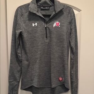Utah Utes Under Armour Gray Quarter-Zip Pullover with Thumbhole